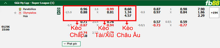 Fb88 bảng kèo trận đấu Panetolikos vs Olympiacos