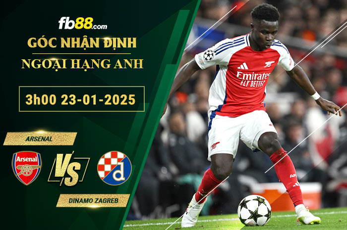 Fb88 soi kèo trận đấu Arsenal vs Dinamo Zagreb