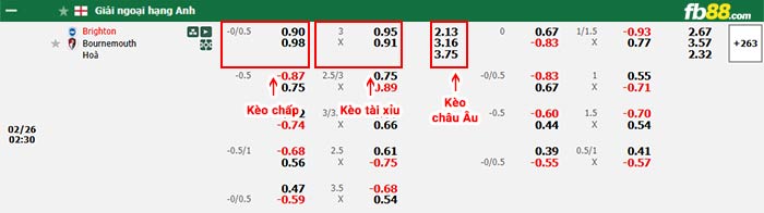 fb88-bảng kèo trận đấu Brighton vs Bournemouth