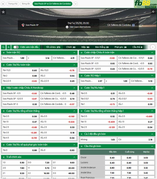 fb88-ty-le-tran-dau-Sao-Paulo-vs-Talleres-Cordoba-28-05-2025