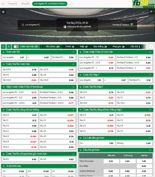 fb88-thong-so-tran-dau-Los-Angeles-vs-Portland-Timbers-26-07-2025