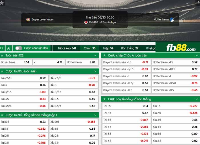 fb88-chi tiết kèo trận đấu Leverkusen vs Hoffenheim