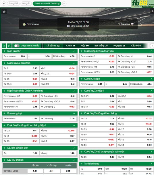 fb88-ty-le-tran-dau-Ferencvaros-vs-Qarabag-20-08-2025
