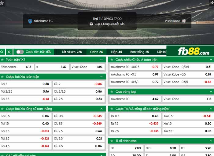 fb88-bảng kèo trận đấu Yokohama vs Vissel Kobe