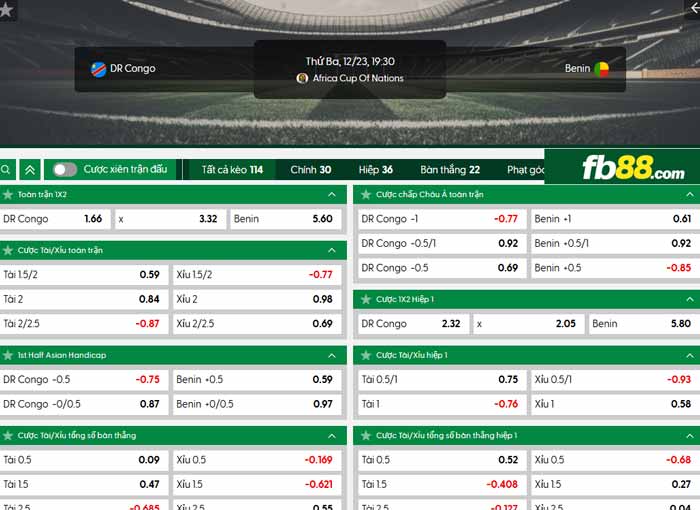 fb88-chi tiết kèo trận đấu CH Congo vs Benin