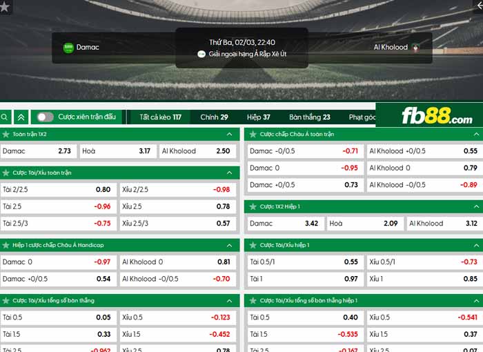 fb88-chi tiết kèo trận đấu Damac vs Al Kholood
