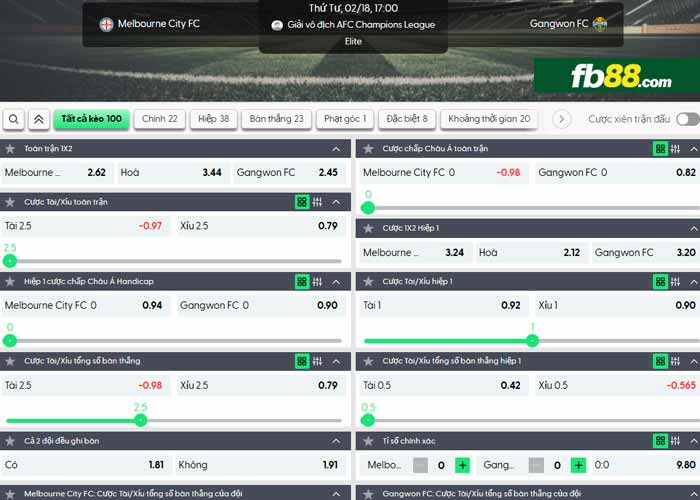 fb88-chi tiết kèo trận đấu Melbourne City vs Gangwon