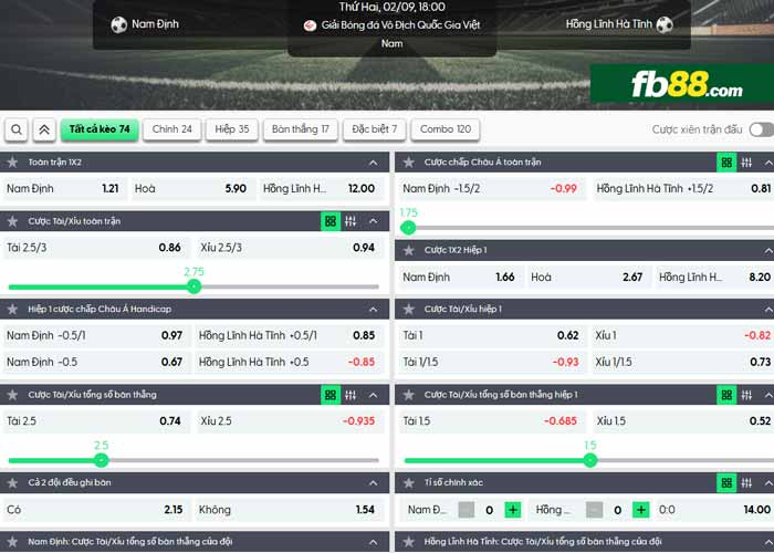 fb88-chi tiết kèo trận đấu Nam Định vs Hà Tĩnh