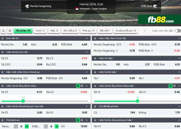 fb88-chi tiết kèo trận đấu Persita Tangerang vs PSBS Biak