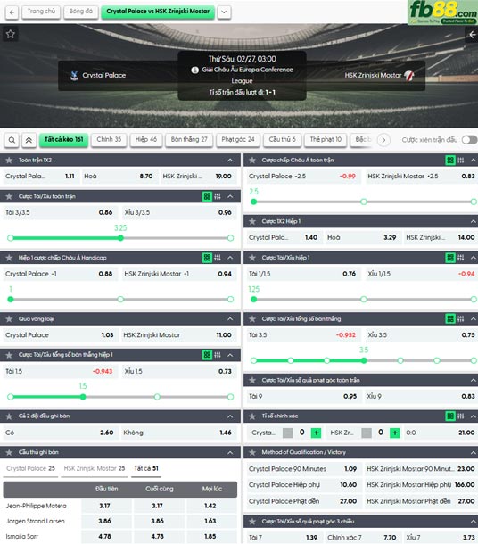 fb88-ty-le-tran-dau-Crystal-Palace-vs-Zrinjski-Mostar-27-02-2026