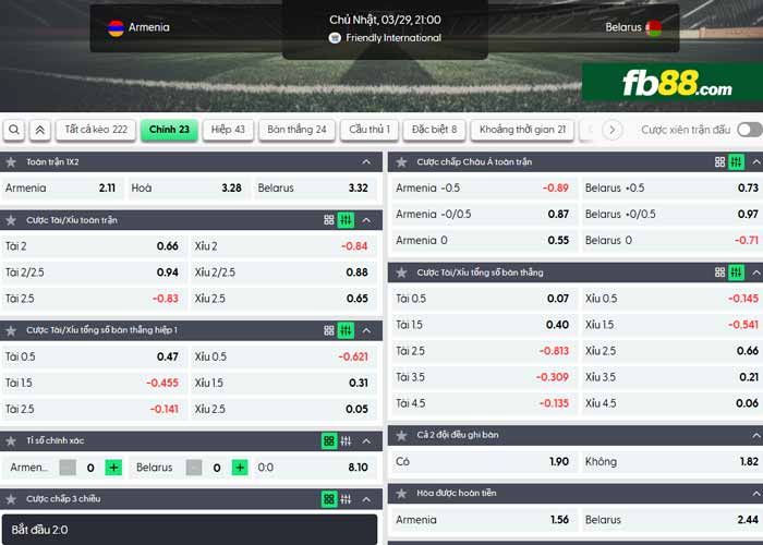 fb88-chi tiết kèo trận đấu Armenia vs Belarus