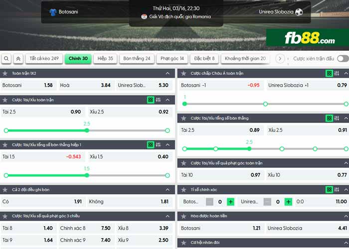 fb88-chi tiết kèo trận đấu Botosani vs Unirea Slobozia