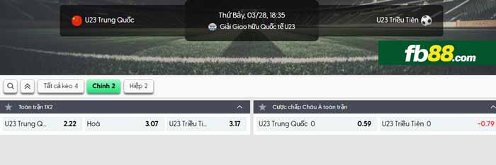 fb88-chi tiết kèo trận đấu U23 Trung Quốc vs U23 Triều Tiên