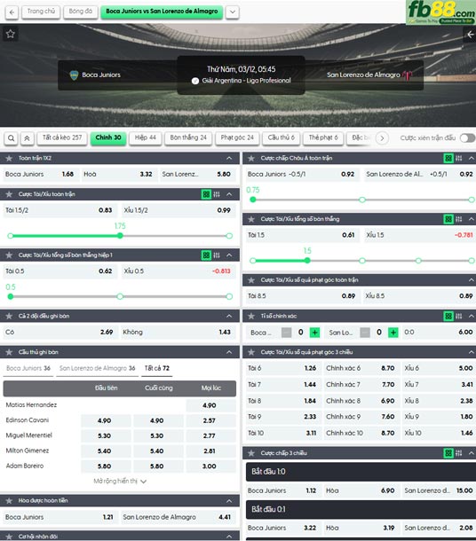 fb88-ty-le-tran-dau-Boca-Juniors-vs-San-Lorenzo-12-03-2026