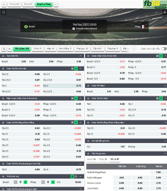 fb88-ty-le-tran-dau-Brazil-vs-Phap-27-03-2026