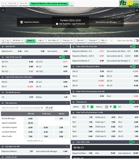 fb88-ty-le-tran-dau-Deportivo-Riestra-vs-San-Lorenzo-26-03-2026