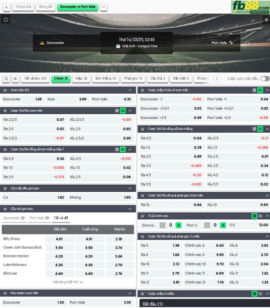 fb88-ty-le-tran-dau-Doncaster-vs-Port-Vale-25-03-2026