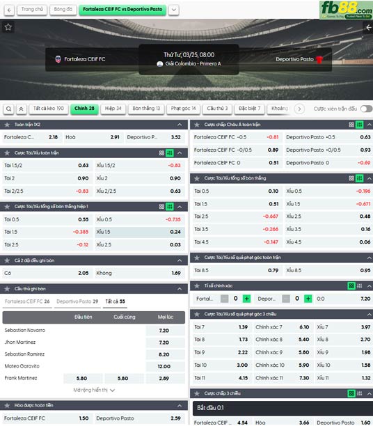 fb88-ty-le-tran-dau-Fortaleza-vs-Deportivo-Pasto-25-03-2026