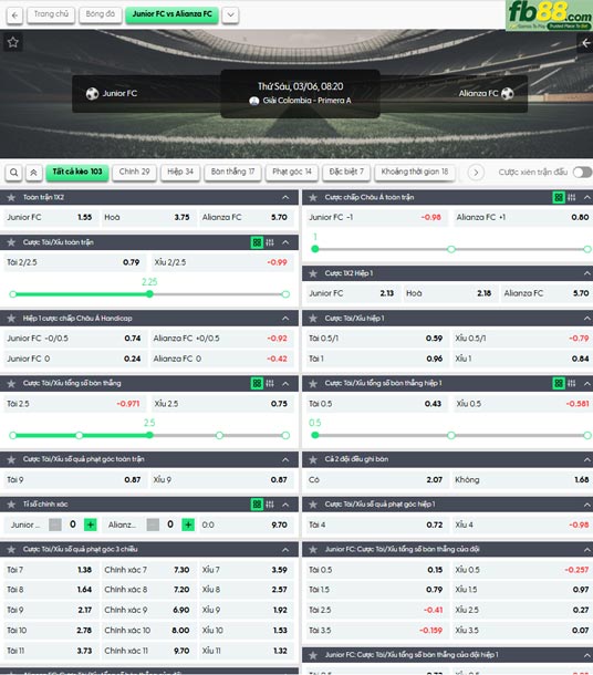 fb88-ty-le-tran-dau-Junior-vs-Alianza-Petrolera-06-03-2026