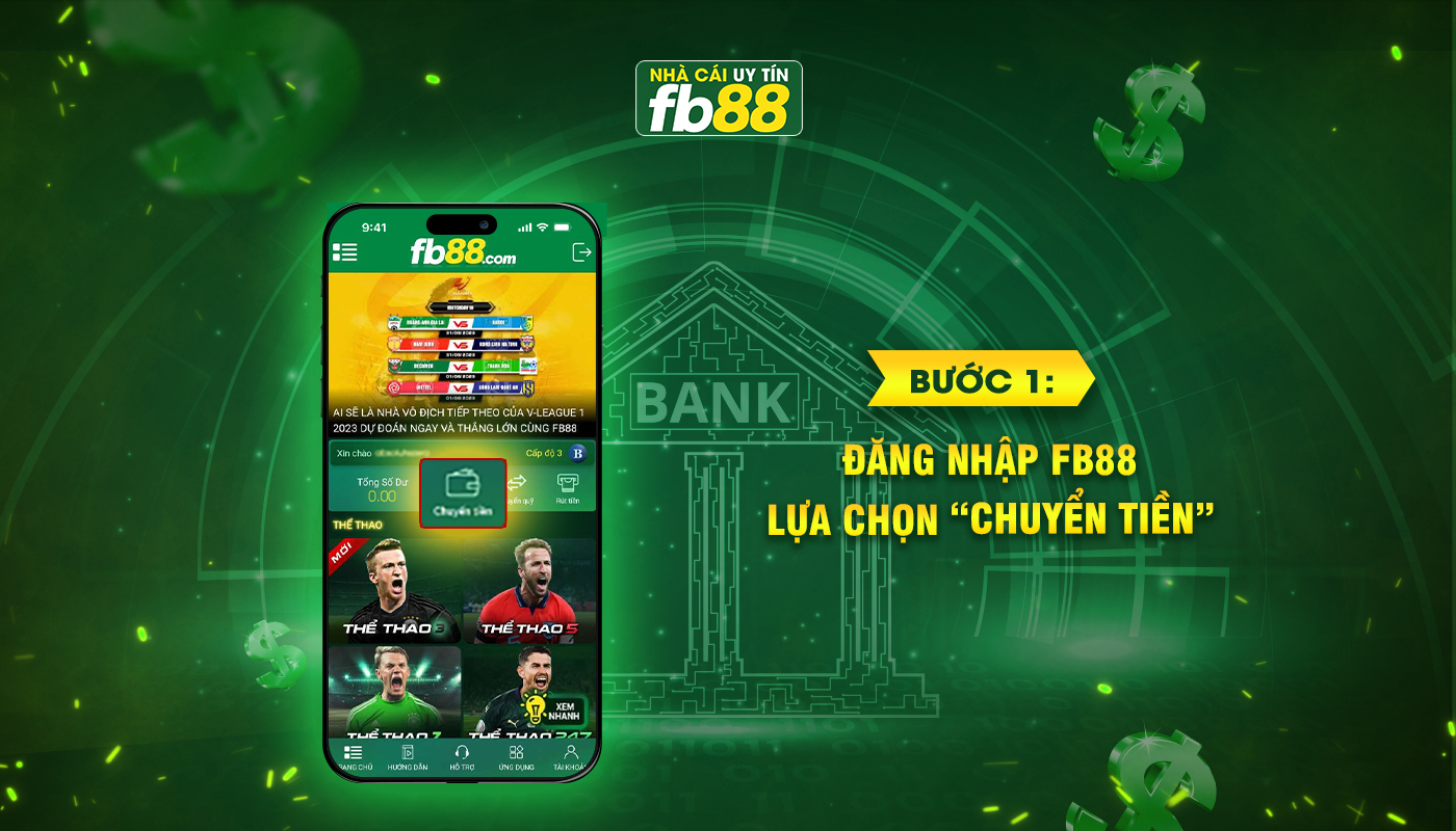 Bước 1 QR pay Đăng nhập FB88 và lựa chọn chuyển tiền
