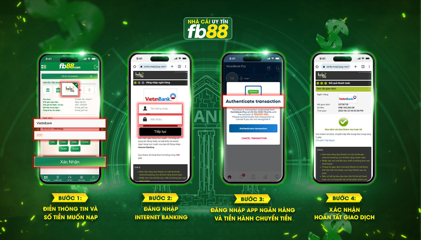 4 bước hướng dẫn chuyển tiền bằng help2pay