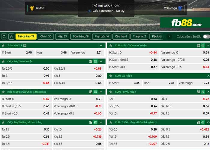 fb88-chi tiết kèo trận đấu Start Kristiansand vs Valerenga