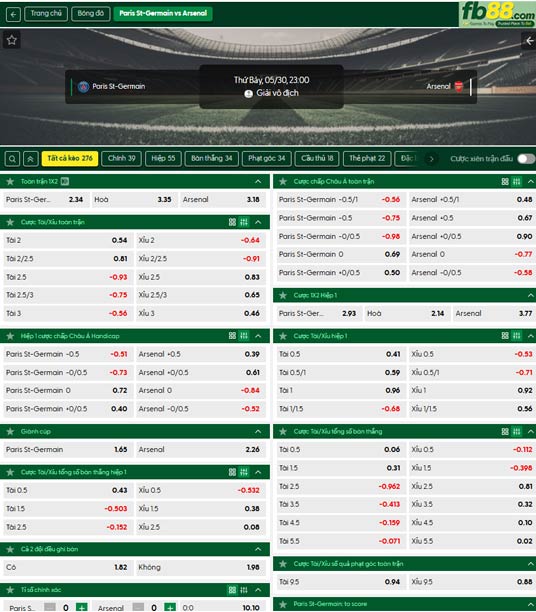 fb88-ty-le-tran-dau-PSG-vs-Arsenal-30-05-2026