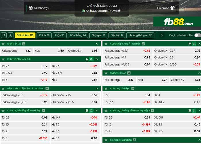 fb88-chi tiết kèo trận đấu Falkenbergs vs Orebro