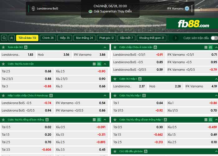 fb88-chi tiết kèo trận đấu Landskrona BoIS vs Varnamo