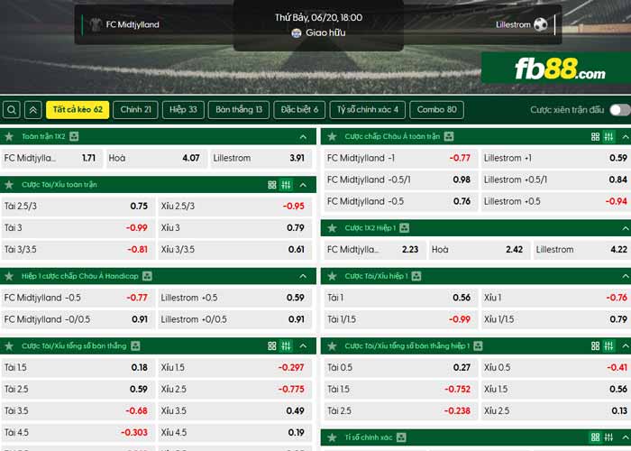 fb88-chi tiết kèo trận đấu Midtjylland vs Lillestrom