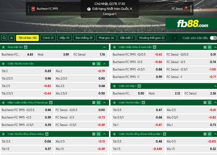 fb88-chi tiết kèo trận đấu Bucheon vs Seoul