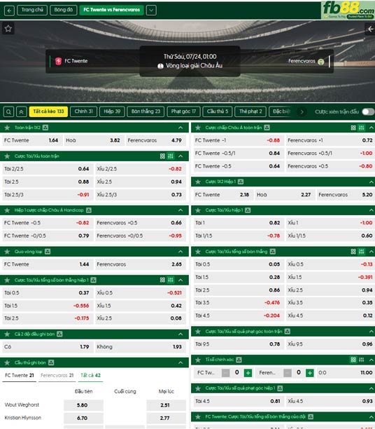 fb88-ty-le-tran-dau-Twente-vs-Ferencvaros-24-07-2026