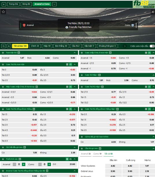 fb88-thong-so-tran-dau-Arsenal-vs-Como-13-08-2026