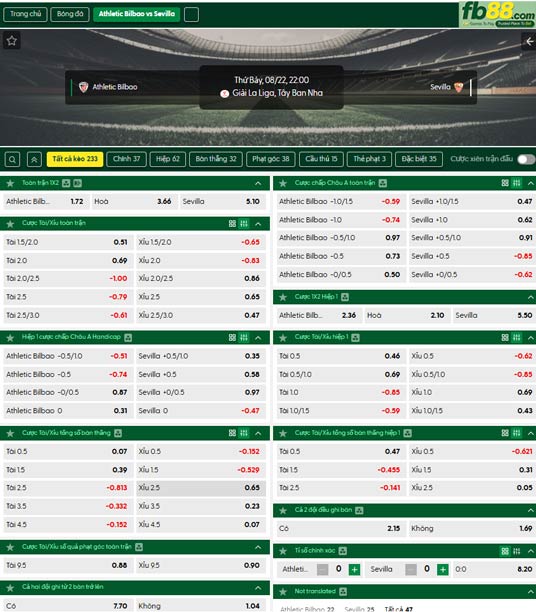 fb88-ty-le-tran-dau-Athletic-Bilbao-vs-Sevilla-22-08-2026