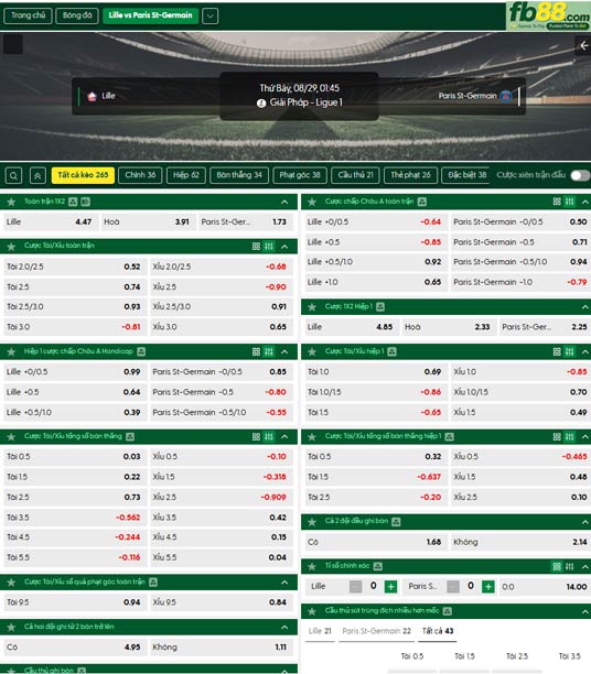 fb88-ty-le-tran-dau-Lille-vs-PSG-29-08-2026