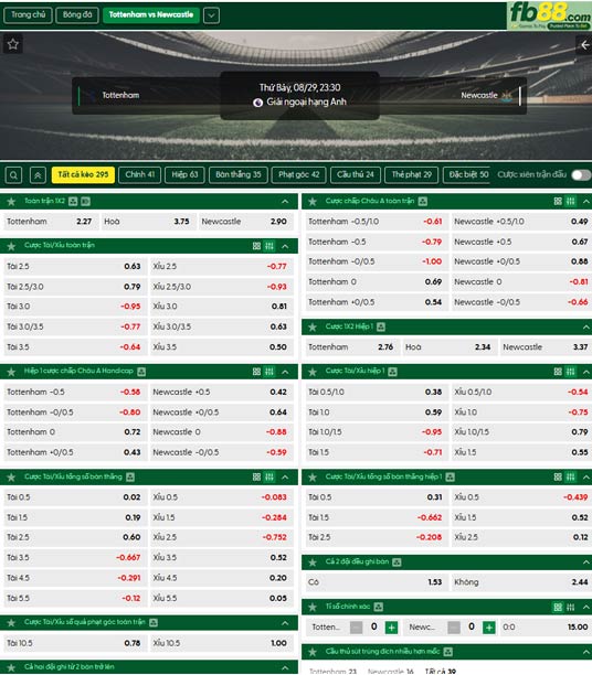 fb88-ty-le-tran-dau-Tottenham-vs-Newcastle-29-08-2026