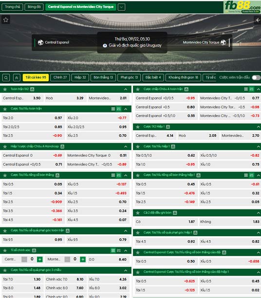 fb88-ty-le-tran-dau-Central-Espano-vs-Torque-22-09-2026