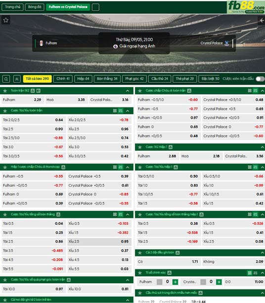fb88-ty-le-tran-dau-Fulham-vs-Crystal-Palace-05-09-2026