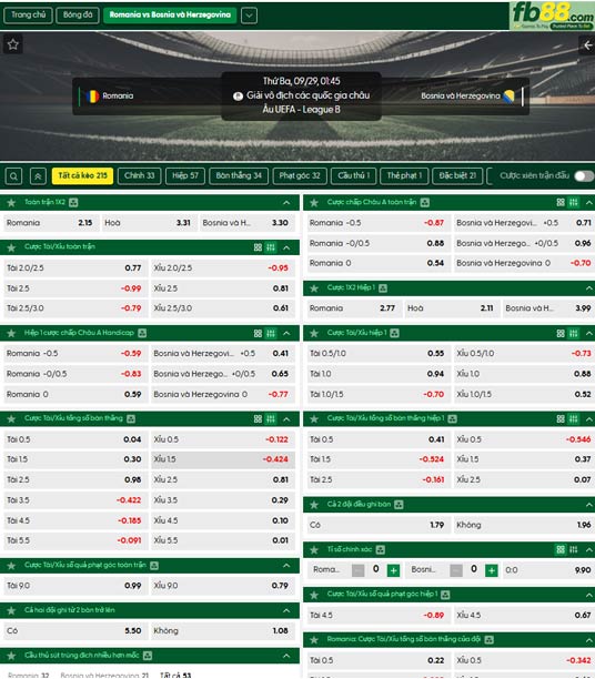 fb88-bang-keo-tran-dau-Romania-vs-Bosnia-29-09-2026