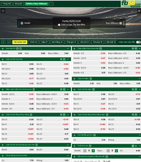 fb88-ty-le-tran-dau-Getafe-vs-Vallecano-20-10-2026