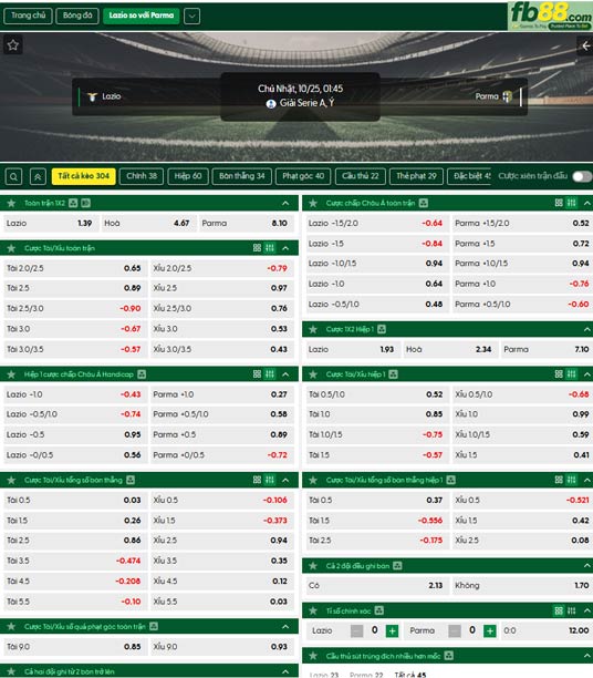 fb88-ty-le-tran-dau-Lazio-vs-Parma-25-10-2026