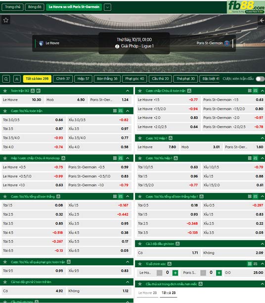 fb88-ty-le-tran-dau-Le-Havre-vs-PSG-31-10-2026
