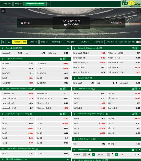 fb88-ty-le-tran-dau-Liverpool-vs-Villarreal-21-10-2026