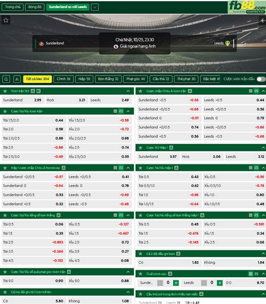 fb88-ty-le-tran-dau-Sunderland-vs-Leeds-25-10-2026
